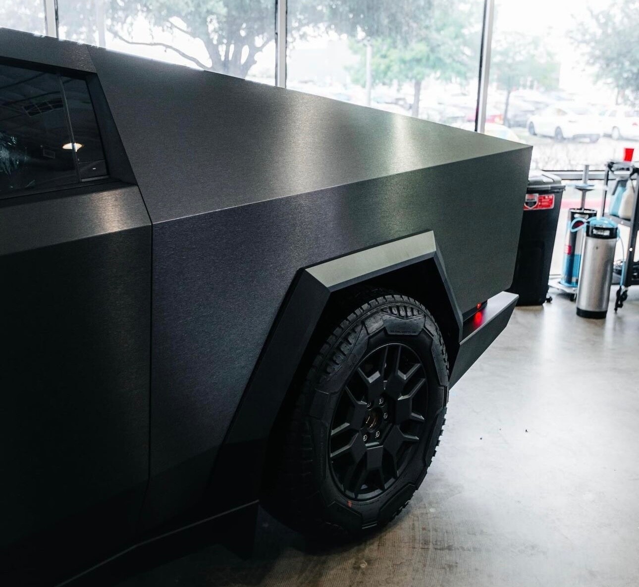Tesla Cybertruck DIY Full Vinyl Wrap Color Change Brushed Metallic Black