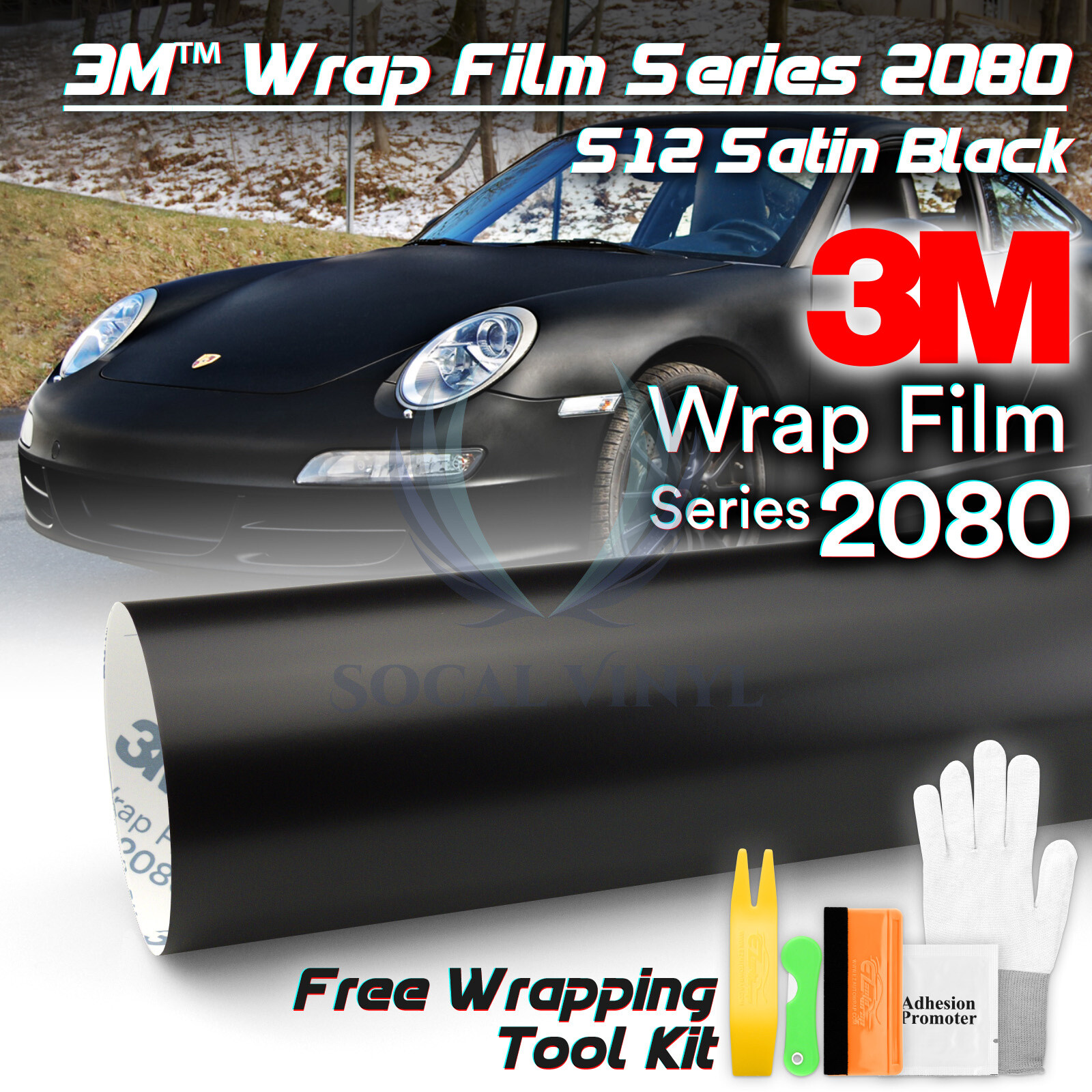 Genuine 3M 2080 Series S12 Satin Black Vinyl Wrap Car Sticker Film Bubble Free