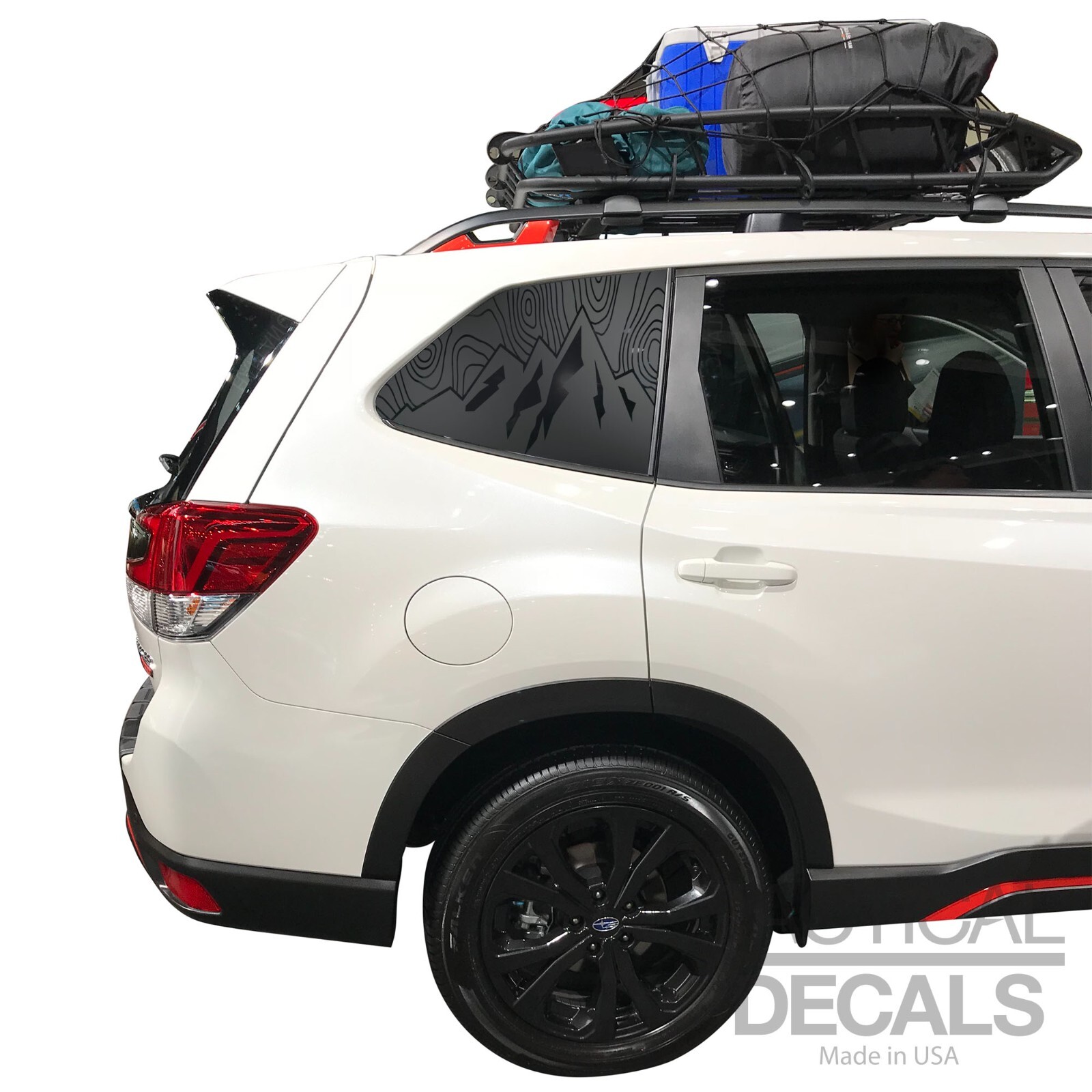 Topographic Map mountain design Decal for 2019-2024 Subaru Forester SK1-TX2