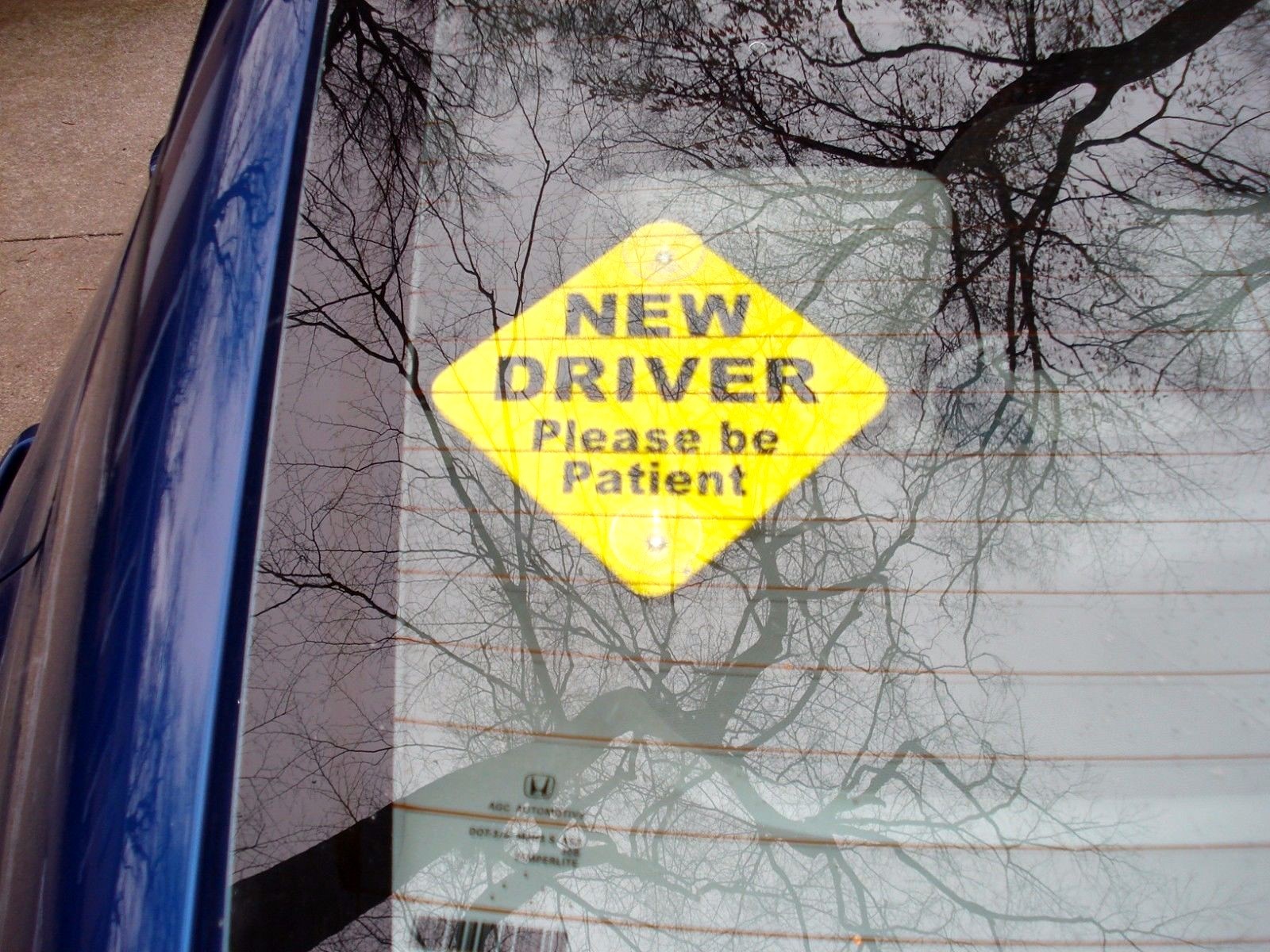 (4) NEW DRIVER “Please Be Patient” Car Window Signs with Suction Cups 5″x 5″