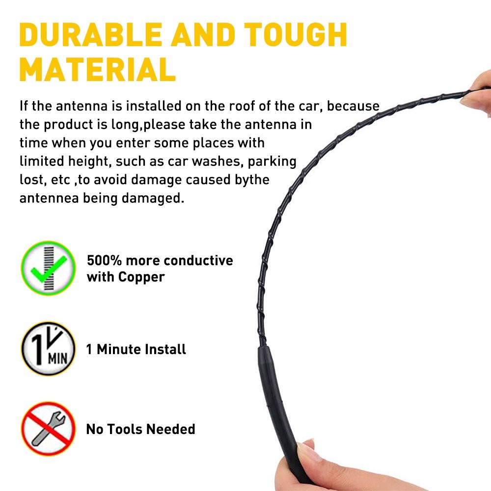 9″ Universal Car Antenna Radio AM/FM Antena Roof Mast Long Whip OEM Repla A