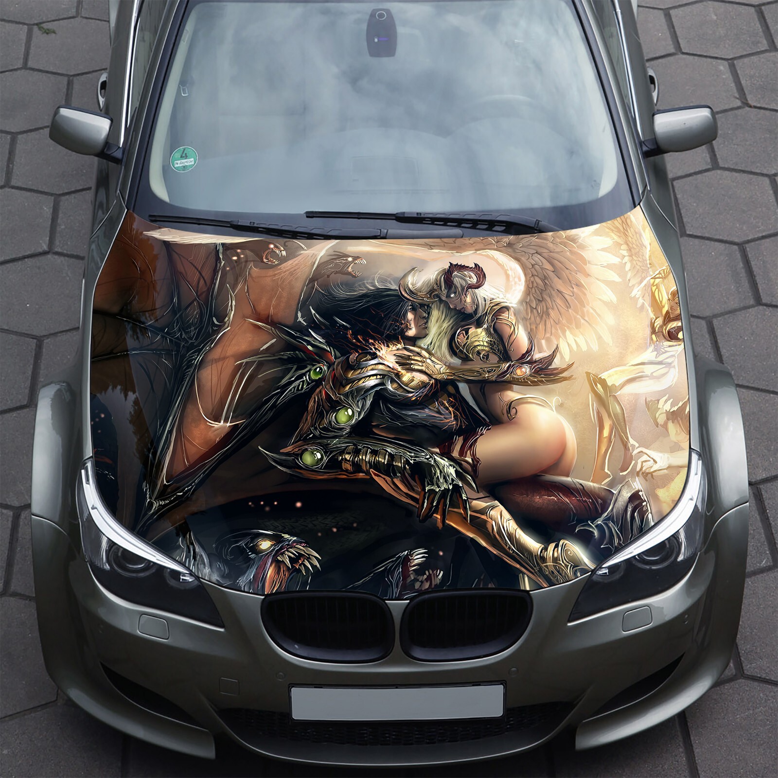 Demon Angel Car Hood Wrap Decal Vinyl Sticker Full Color Graphic Fit Any Car