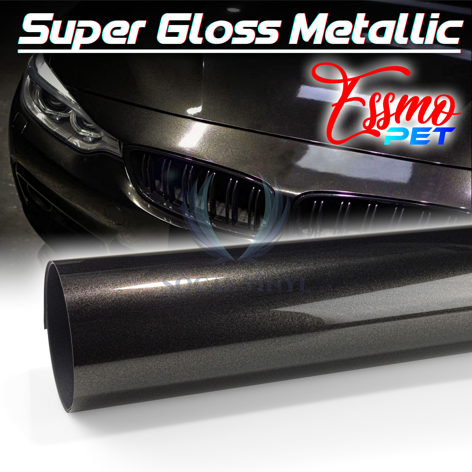 ESSMO PET Super Gloss Metallic Car Vehicle Vinyl Wrap Decal Sticker Like Paint