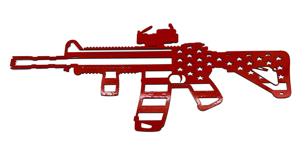 20″ Polished Stainless Steel AR15 Rifle American Flag Emblem Decal – Laser Cut