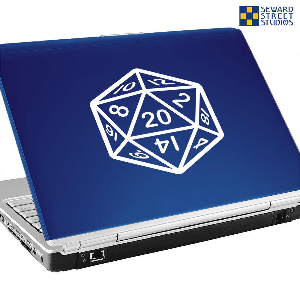 20 Sided Die Car Window Vinyl Decal, D20 Gaming Dice Laptop Sticker #114