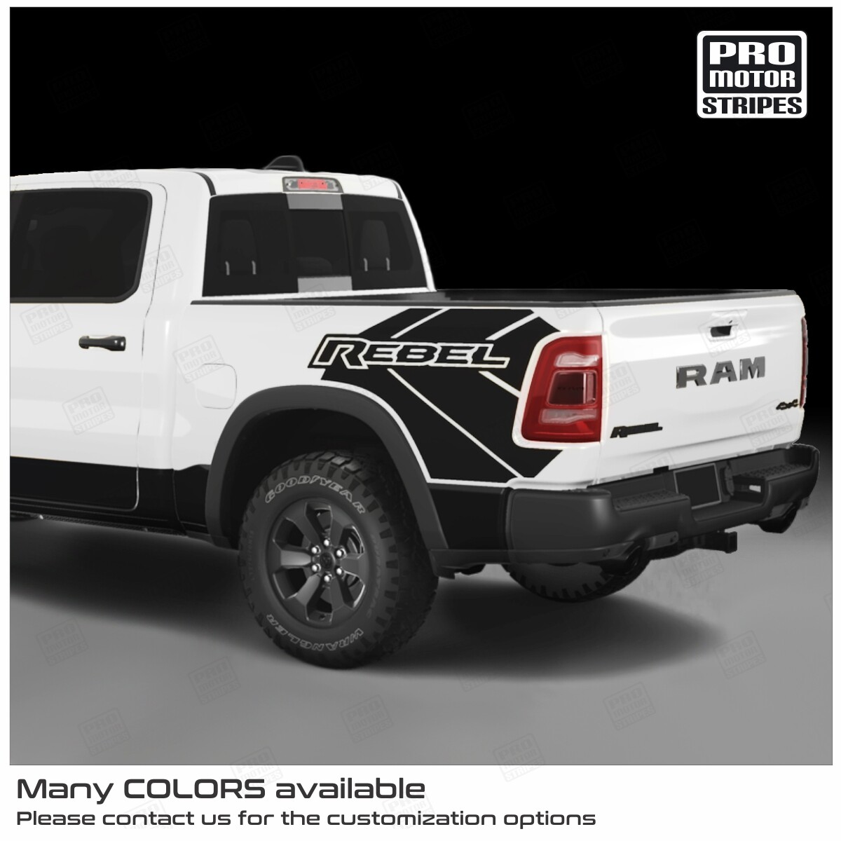 Rear Quarter Side Bed Decals for Dodge RAM 1500 Rebel 2019-2023 (Choose Color)