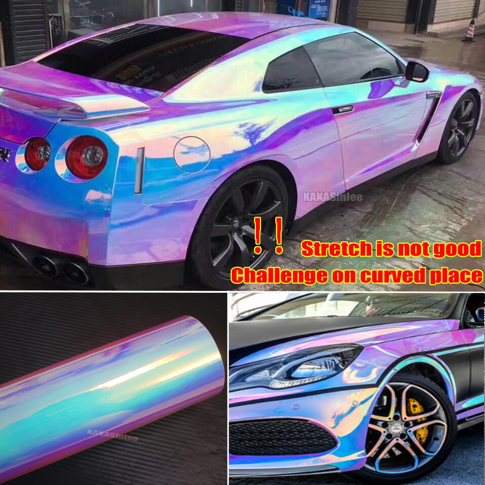 Holographic Rainbow Chameleon Chrome Mirror Vinyl Wrap Car Hood Motor Sticker US