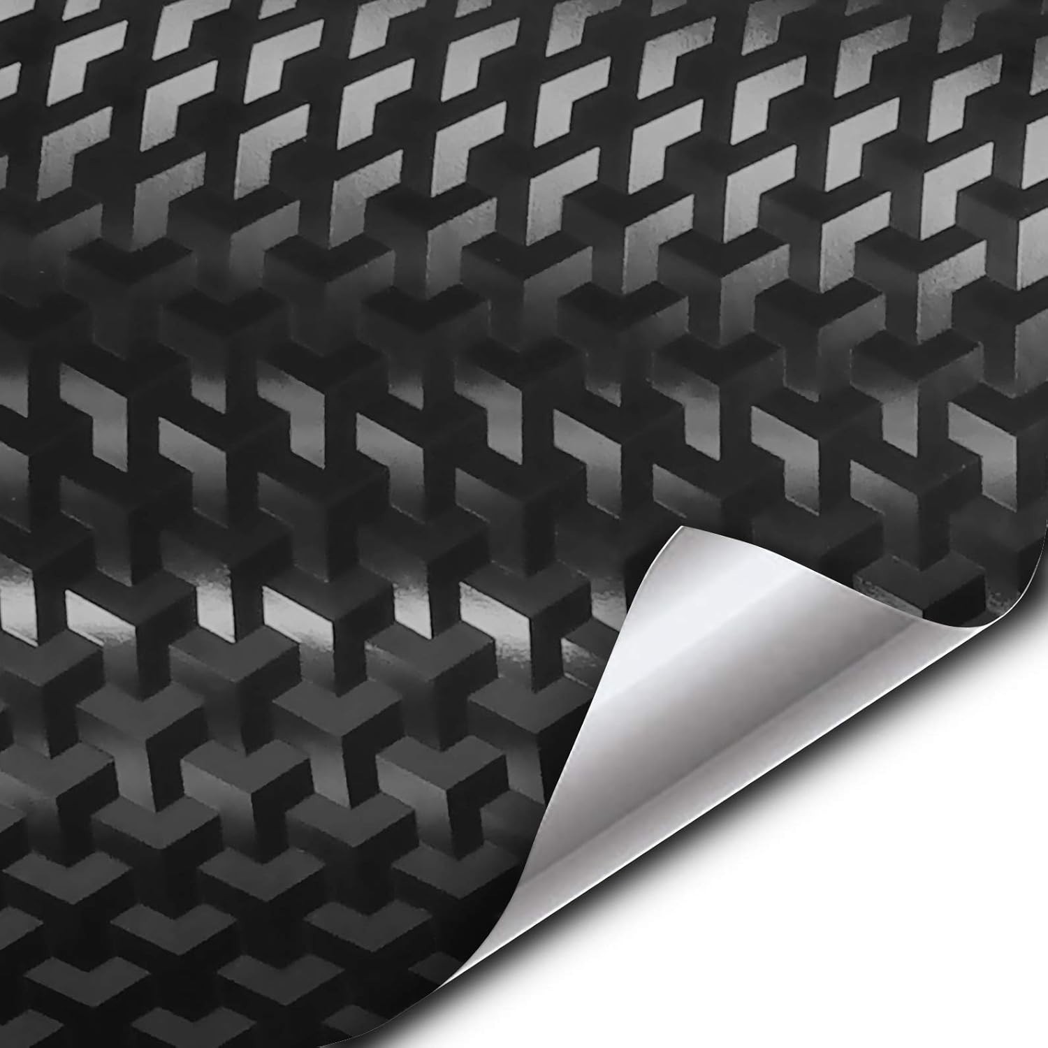 Designer Triangle Black Carbon Fiber Vinyl Wrap 3ft x 5ft with Air Release