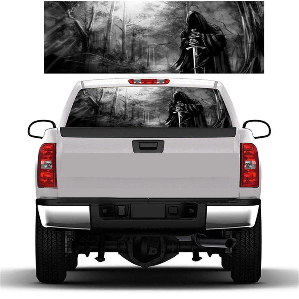 22×65″ Rear Window Perforated Graphic Decal Grim Reaper Sticker For Pickup Truck