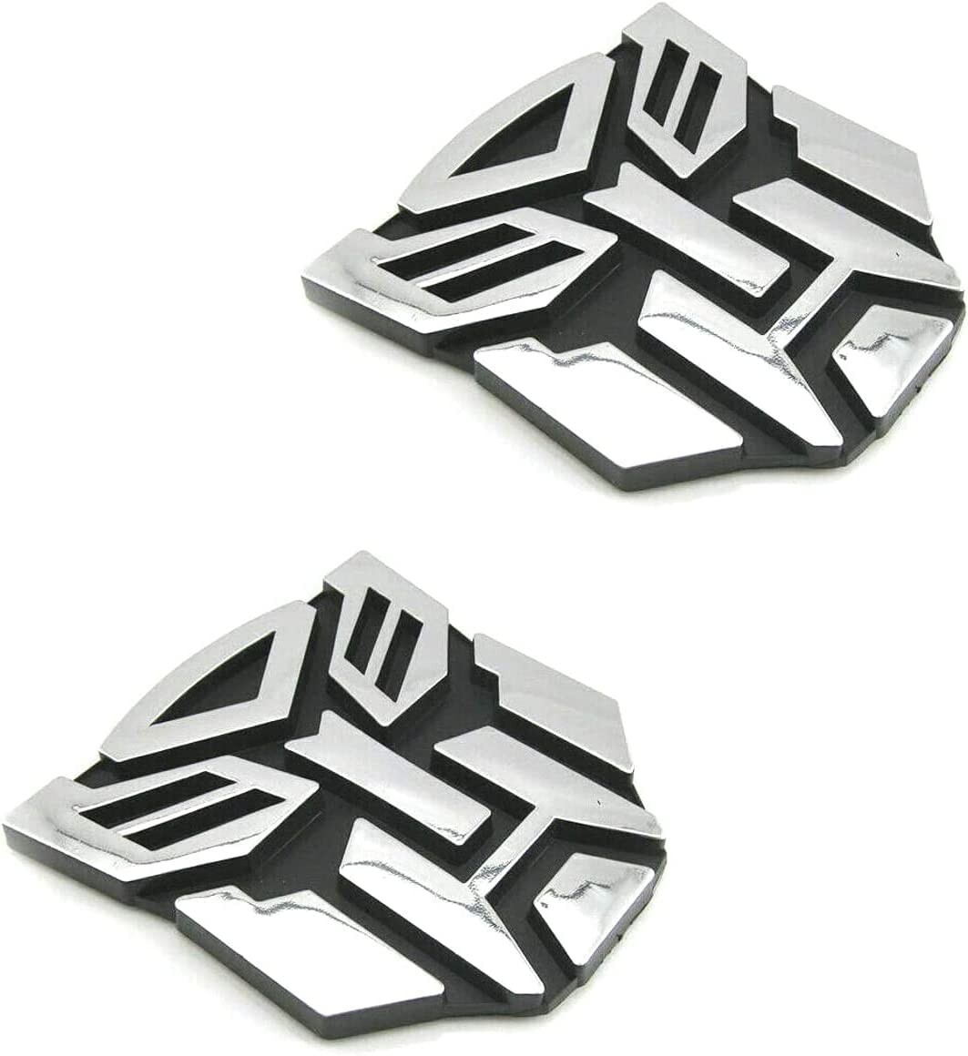 2 PCS in Set Transformers Emblem – 3″ Tall for Car Autobot Sticker Pair Chrome