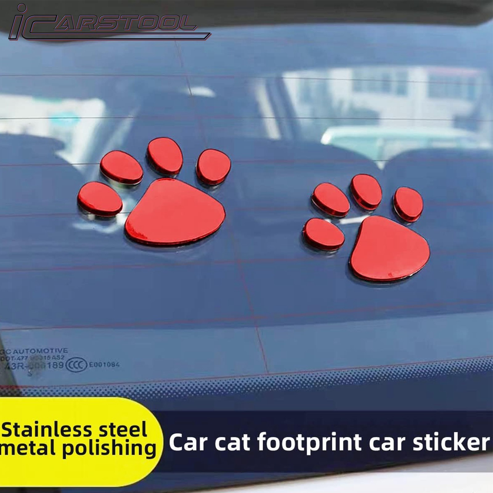 4 PCS 3D Red Dog Paw Car Decal Auto Bumper Window Laptops Decor Emblem Decal