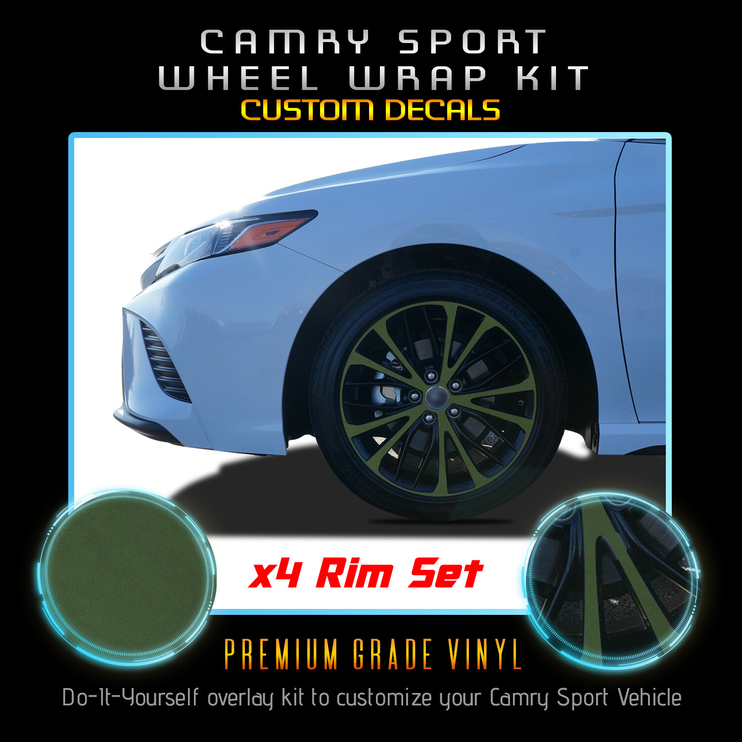 For 2018-2020 Toyota Camry 18″ Sport Wheels Rim Overlay Chrome Delete Flat Matte