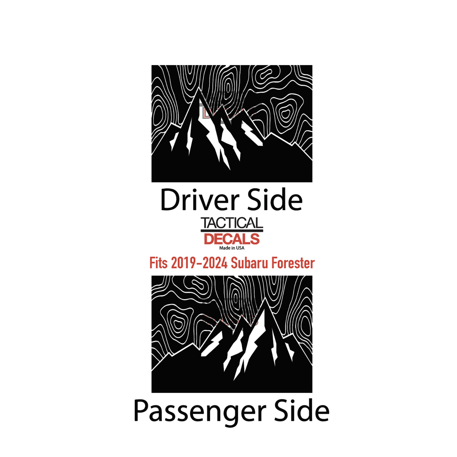 Topographic Map mountain design Decal for 2019-2024 Subaru Forester SK1-TX2