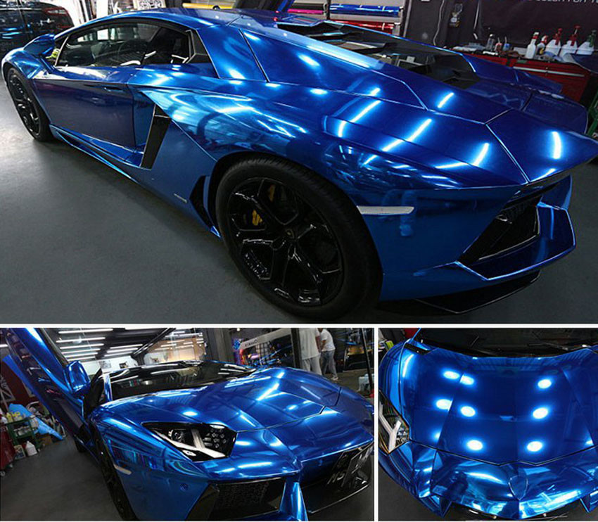 12″ x 60″ Blue Chrome Mirror Vinyl Film Wrap Sticker Decal Stretchable 1ft x 5ft