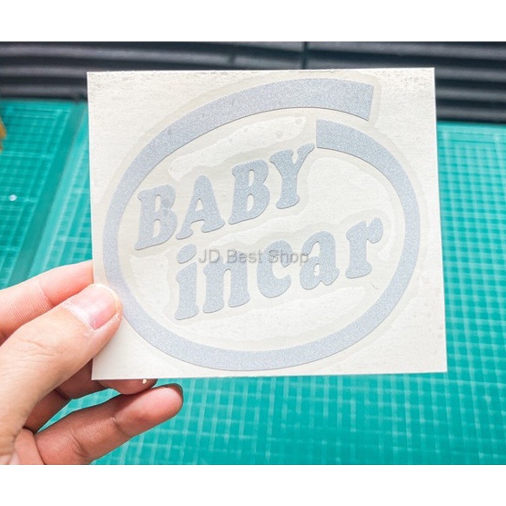 Baby In Car JDM Style Sticker Vinyl Dicut White Reflective good size Racing Cool