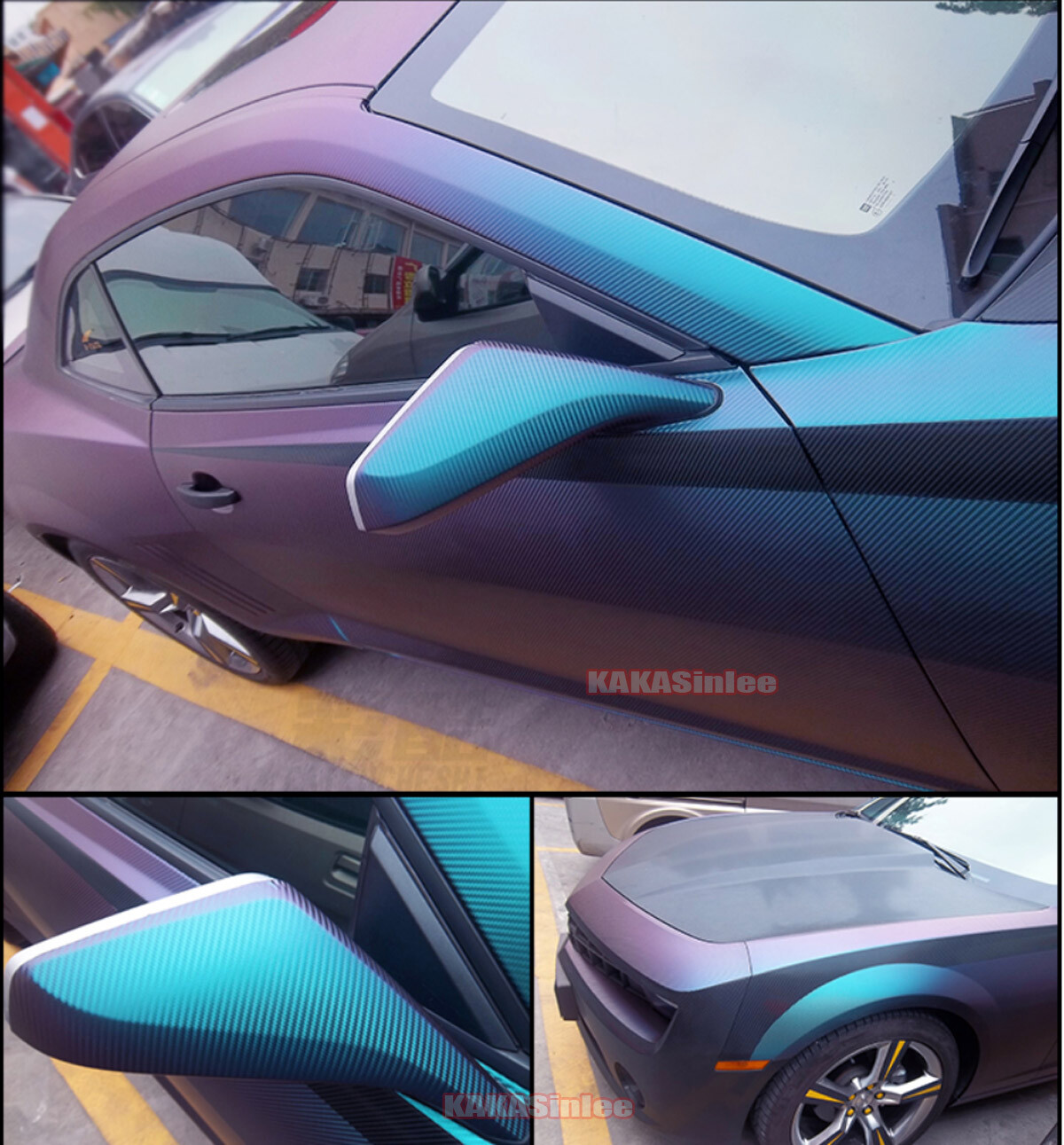 Stretch Car SUV Hood Wrap Chameleon 3D Carbon Fiber Vinyl Sticker GN Purple US