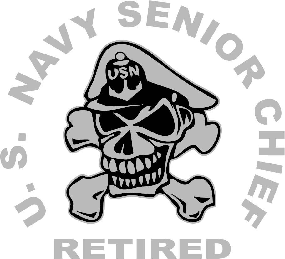 U. S. Navy Senior Chief Ret 3 Mil Vinyl Sticker for Car or Truck Window