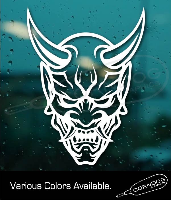Oni Mask VINYL STICKER DECAL JAPAN JAPANESE OGRE DEMON PROTECTION POWER EVIL