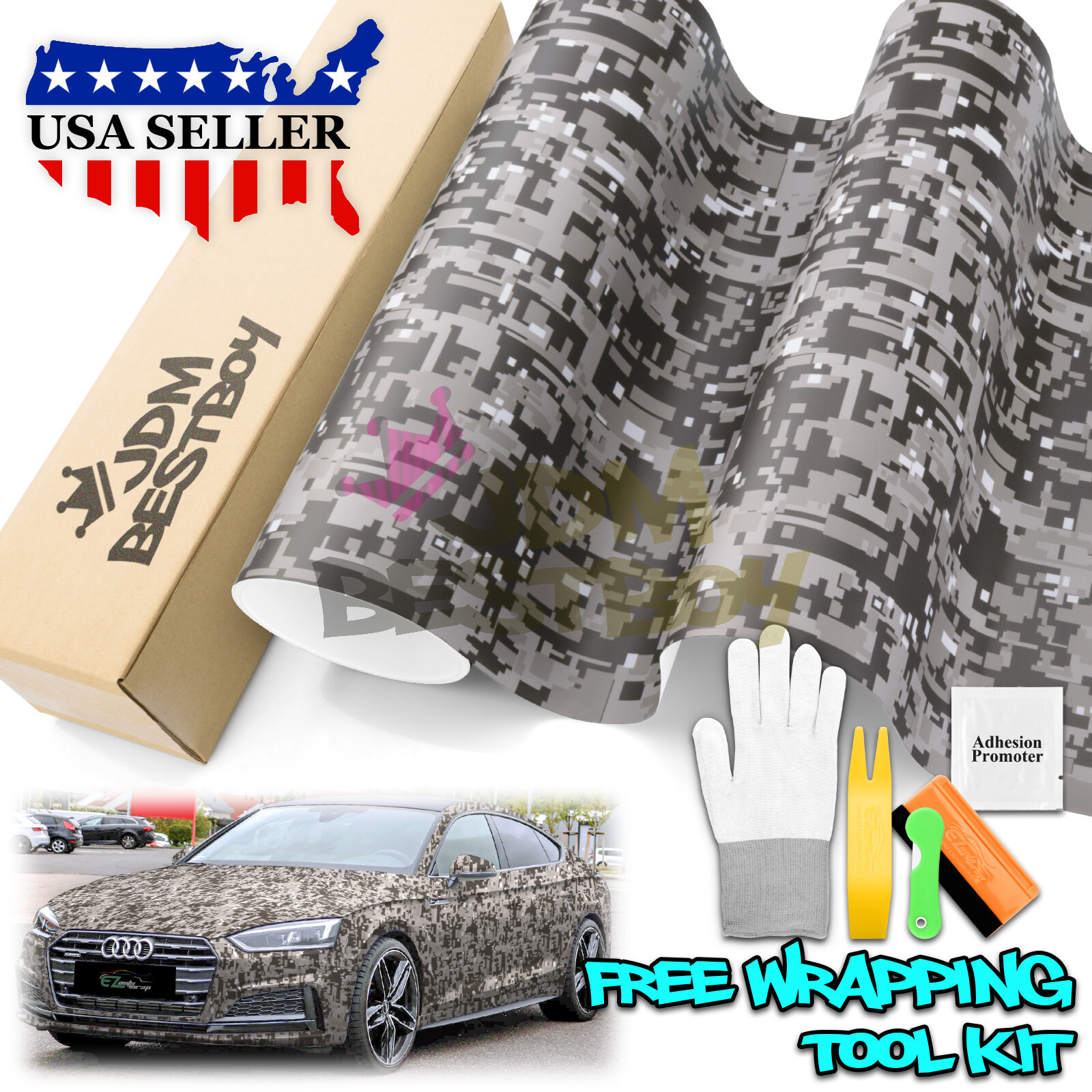 Camouflage Digital Dark Gray Auto Matte Vinyl Sticker Wrap Decal Sheet Film
