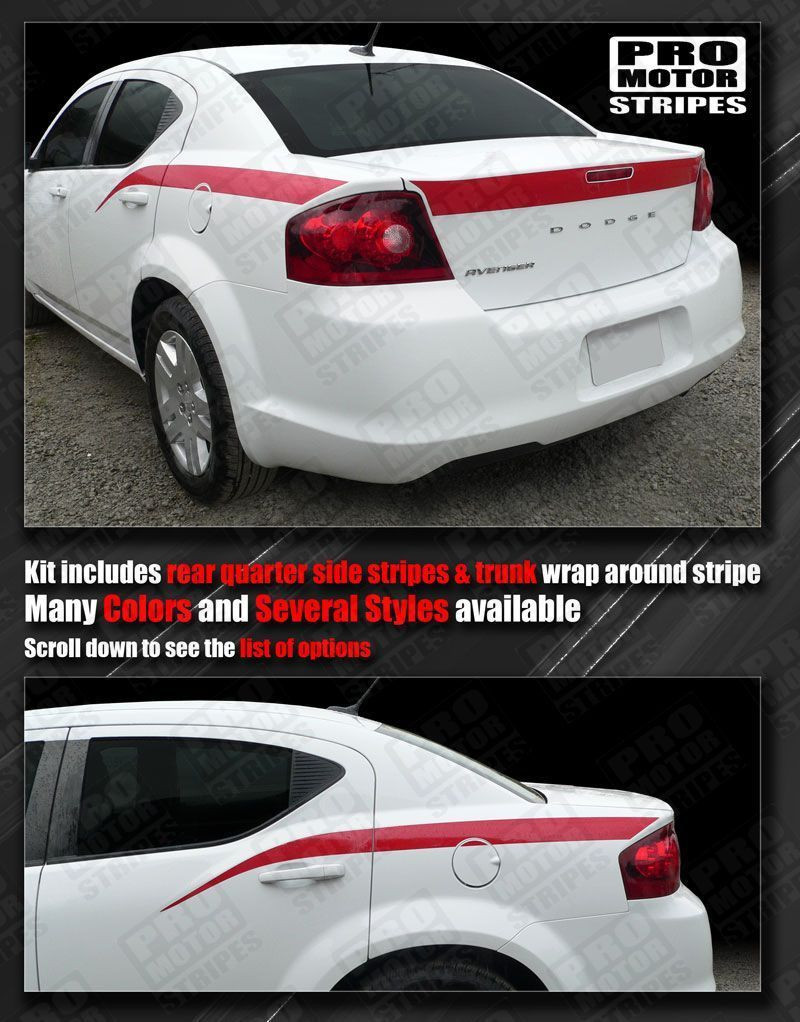 Dodge Avenger Trunk Lid and Rear Quarter Stripes Decals 2011 2012 2013 2014