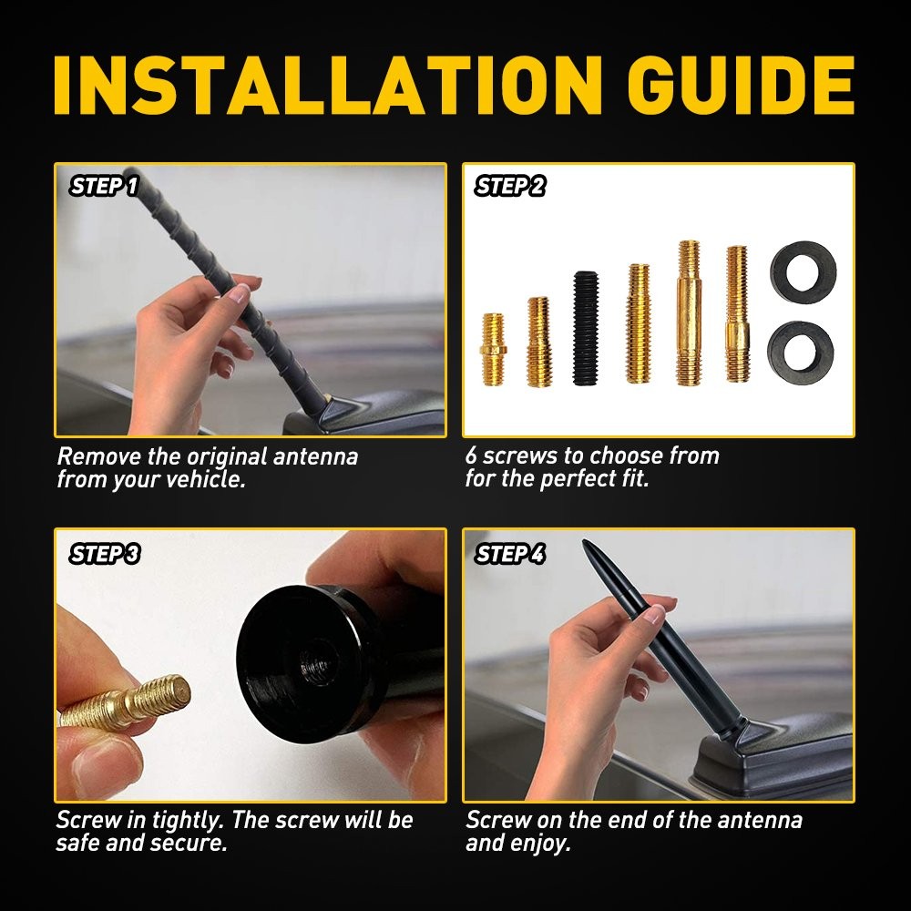 1/2set UK Car Style Bullet Aerial Mast Antenna Roof AM/FM Radio Signal Aluminum