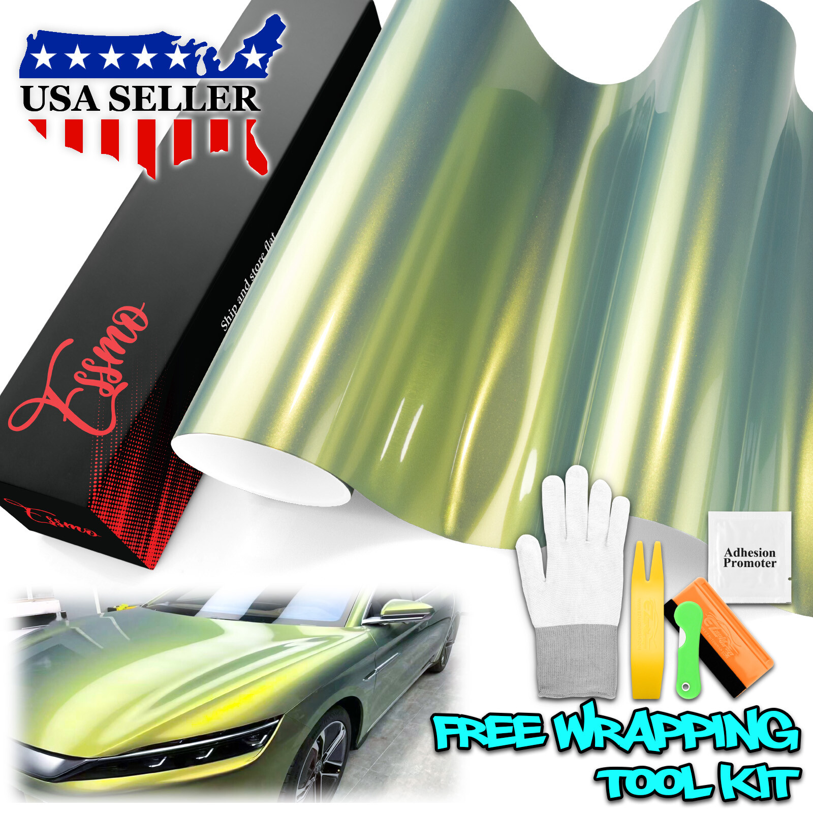 ESSMO PET Super Gloss Metallic Urban Bamboo Vehicle Vinyl Wrap Decal Like Paint