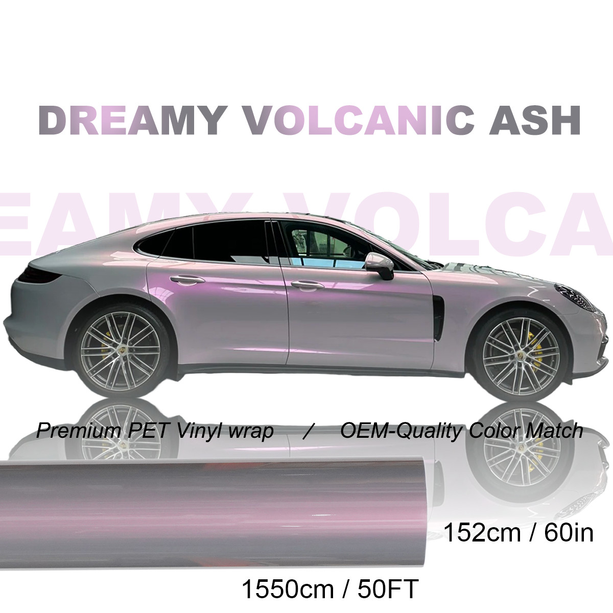 60″x50FT Dreamy Volcanic Ash Chameleon PET Car Wrap Gloss Vinyl Film Roll