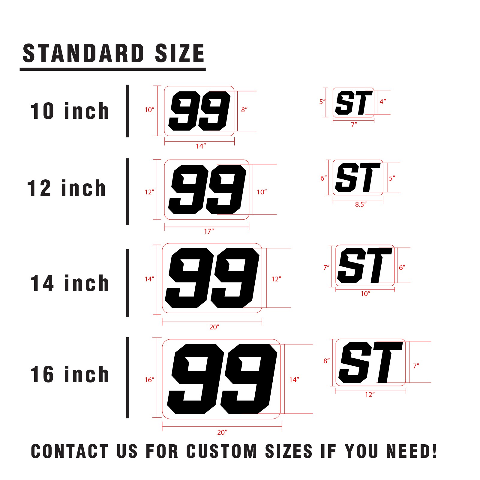 Custom Autocross Number Class Magnet Decal x2 10-16 inch – Black White Plate