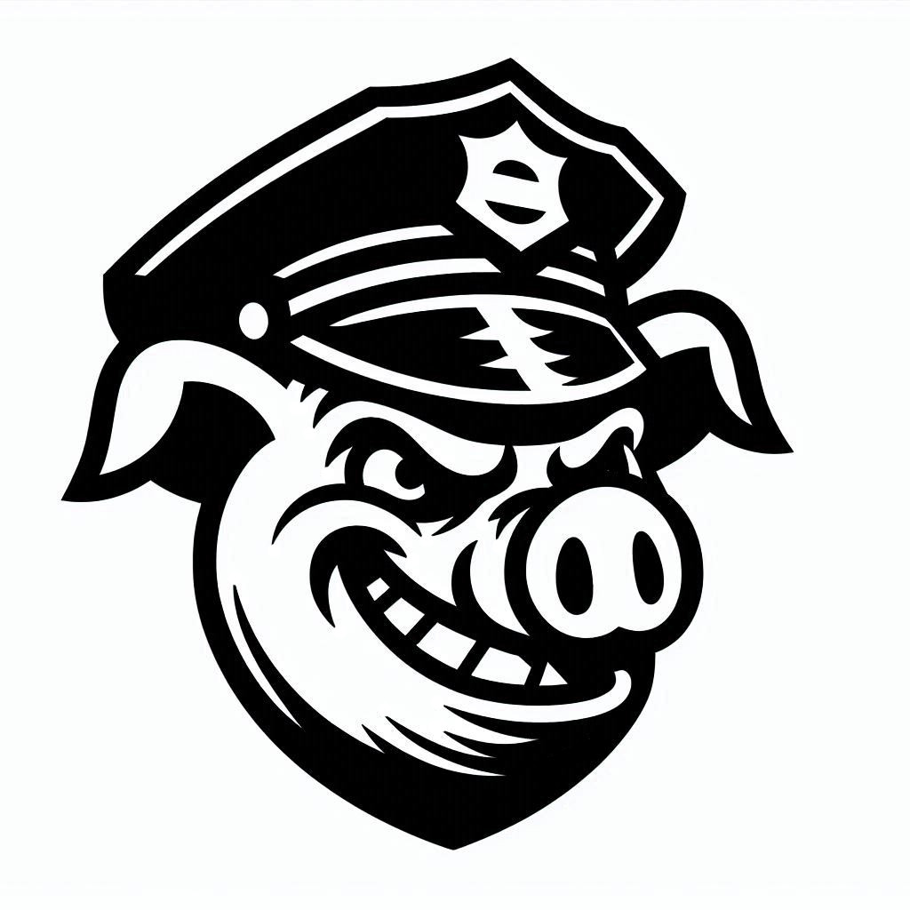 Evil Smiling Pig Cop Police Die Cut Vinyl Sticker Decal Left Right or Pair