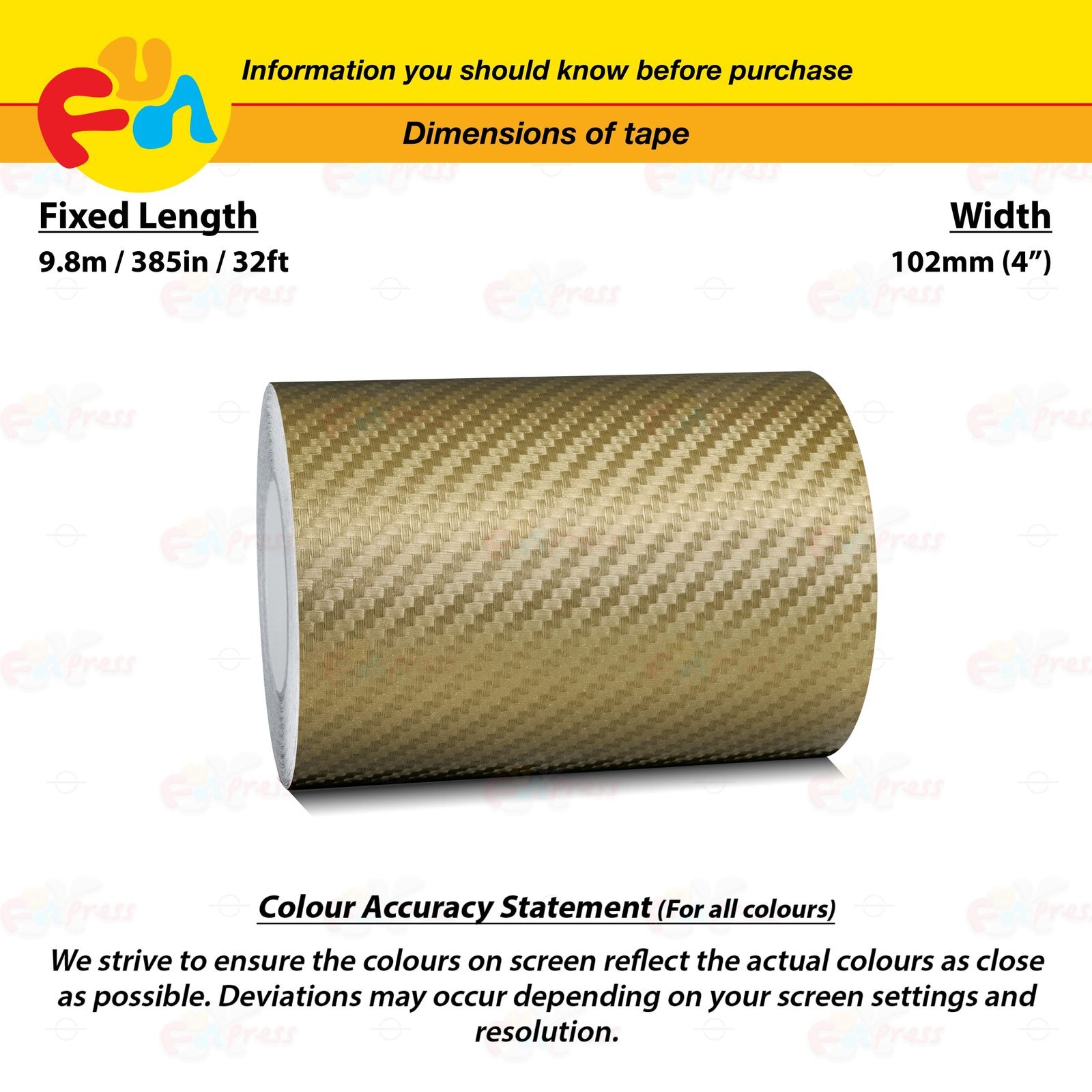 CARBON FIBER DARK GOLD 4″ STRIPE Car Model Motorcycle TAPE Vinyl Sticker 102mm
