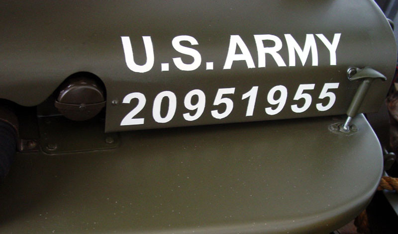 Custom US ARMY serial numbers hood decal decals fit Jeep CJ Renegade Wrangler