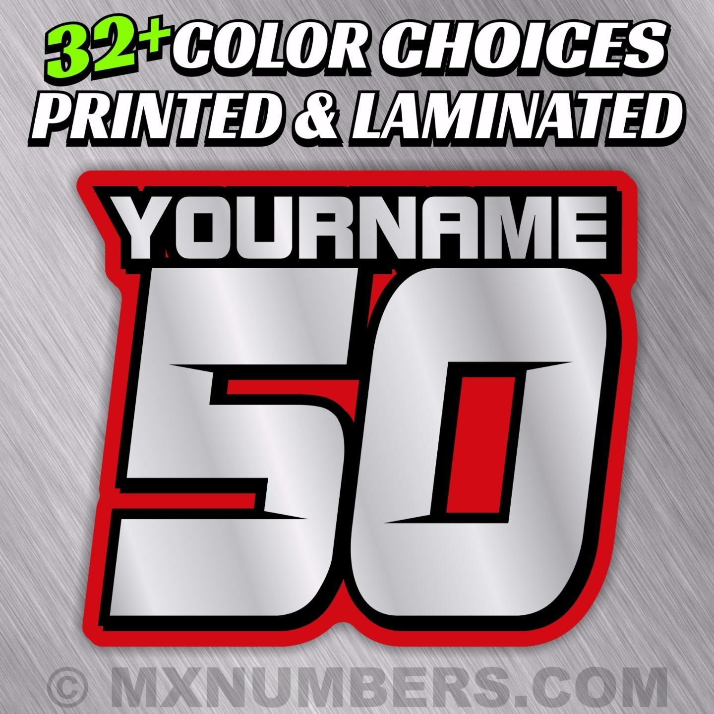 MX Number Name Plate Decal Sticker 4 COLOR ATV SX Dirt Bike Kart Motorcycle Race