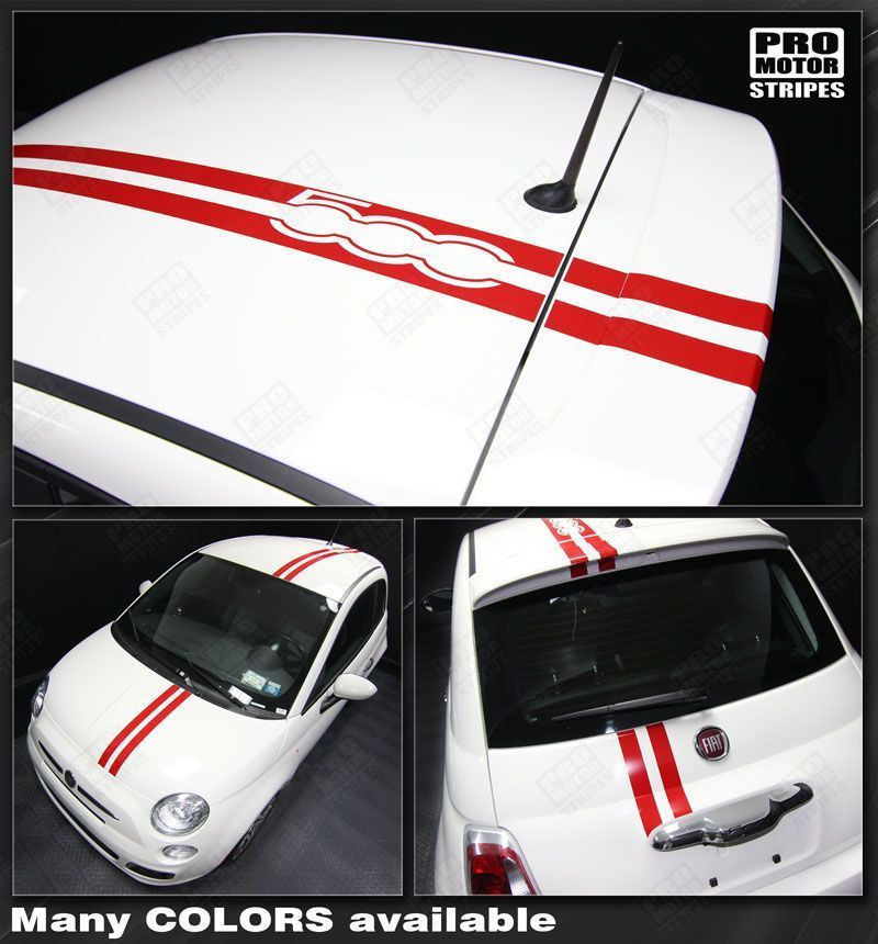 Fiat 500 2007-2015 Over-The-Top Double Stripes Decals (Choose Color)