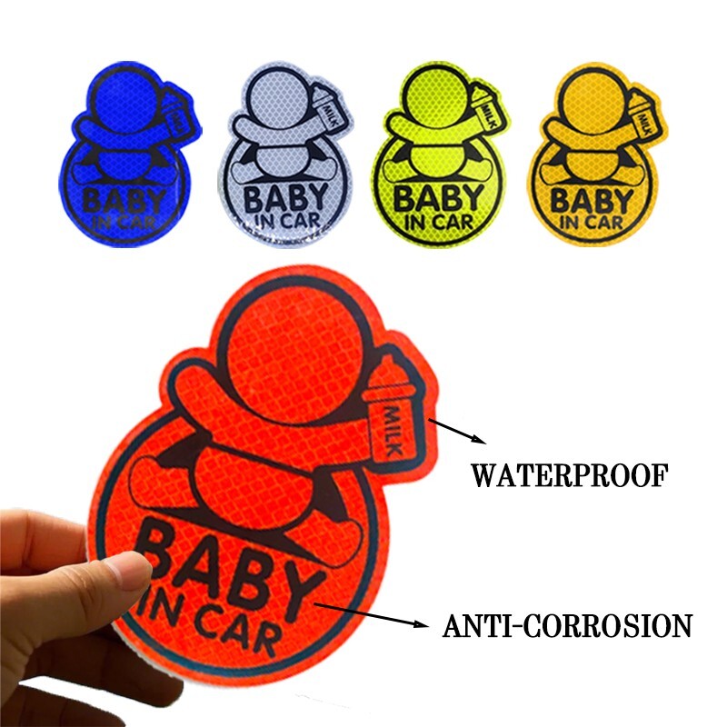 1 pcs Baby Stroller Stickers – Reflective Waterproof Safety Car Sign, 3.5×5 in