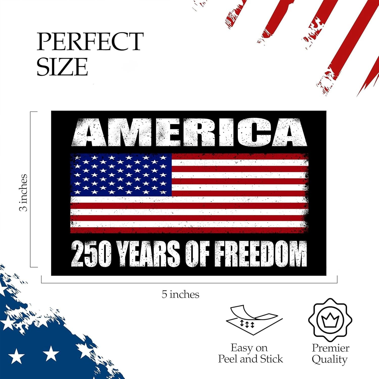 2026 Patriotic American Flag Bumper Sticker – Celebrate 250 of Freedom