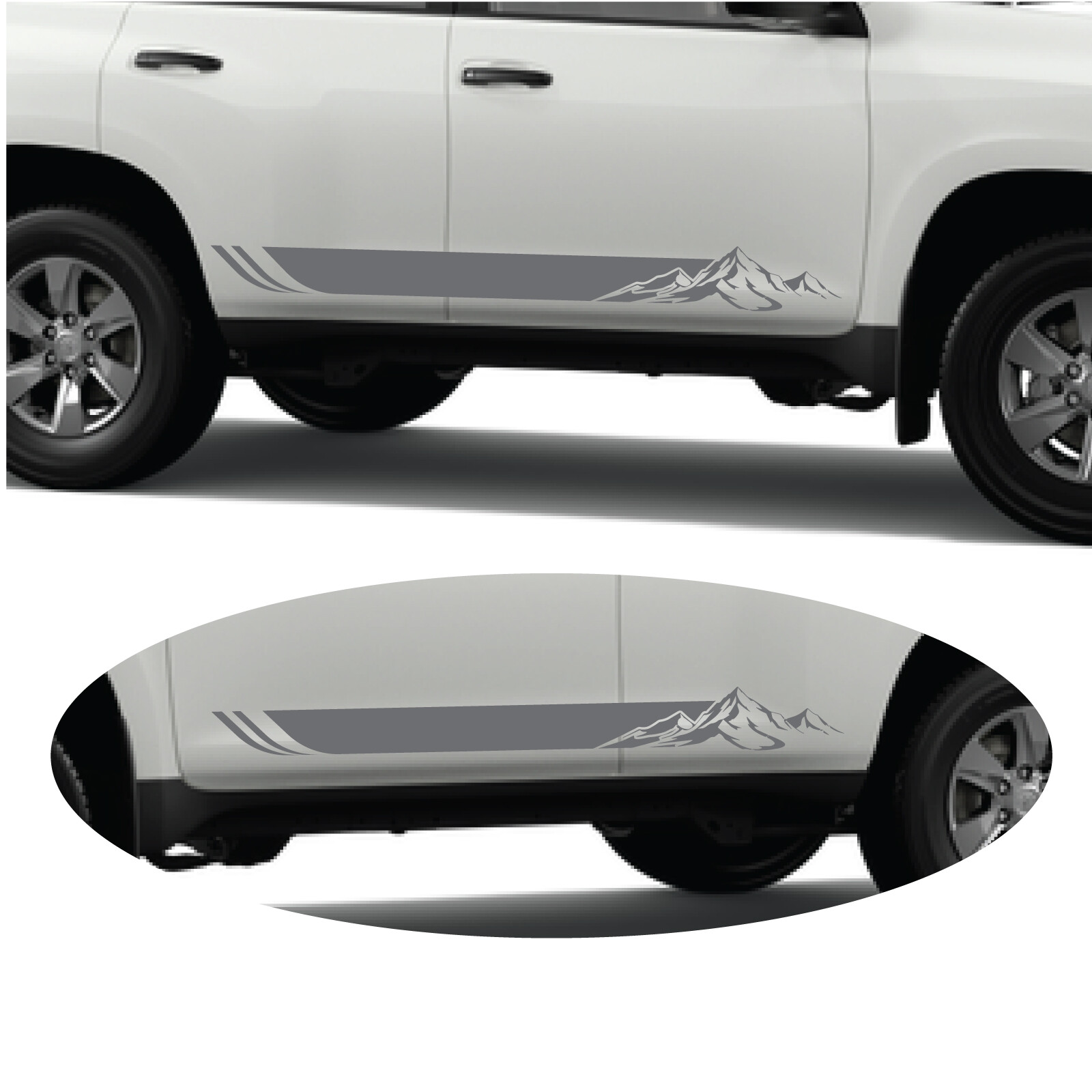 2x Mountain Side Door Fender Skirt Stripes Decals