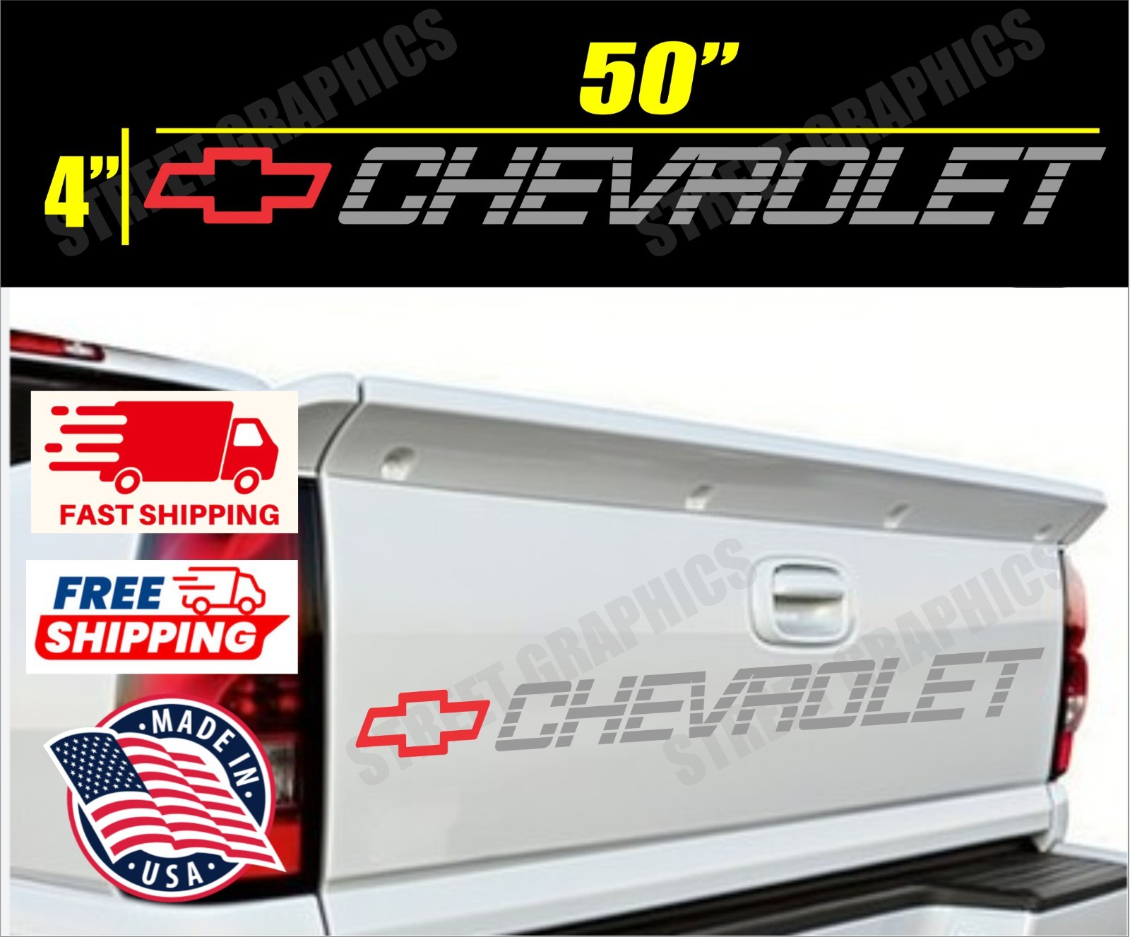 CHEVY Decals CHEVROLET Vinyl Sticker Silverado 1500 Bed Tailgate Letters 454 SS