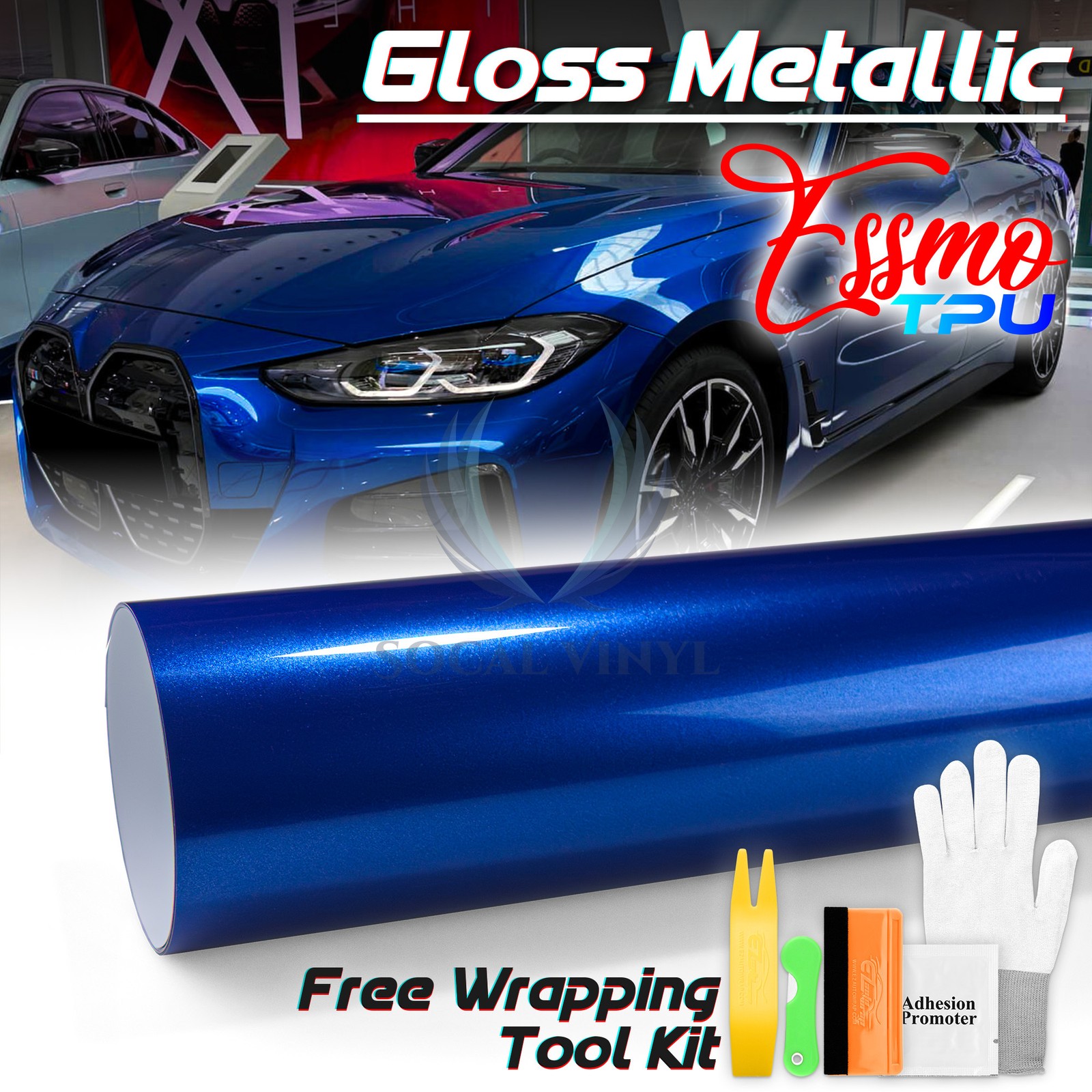 Gloss Metallic Intense Blue PPF TPU Paint Protection Film Dry Wet Car Vinyl Wrap