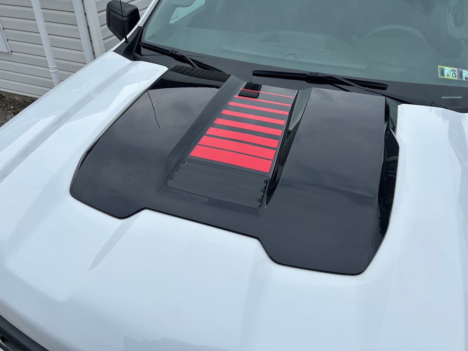 Chevy Silverado Red Fade Stripes Center Hood Scoop Decal 2022-2025