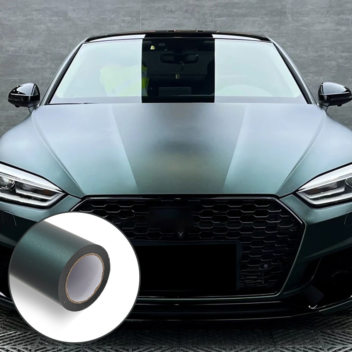 5FTx50FT PET Matte Super Dark Green Self-Adhesive Air Release Vinyl Wrap