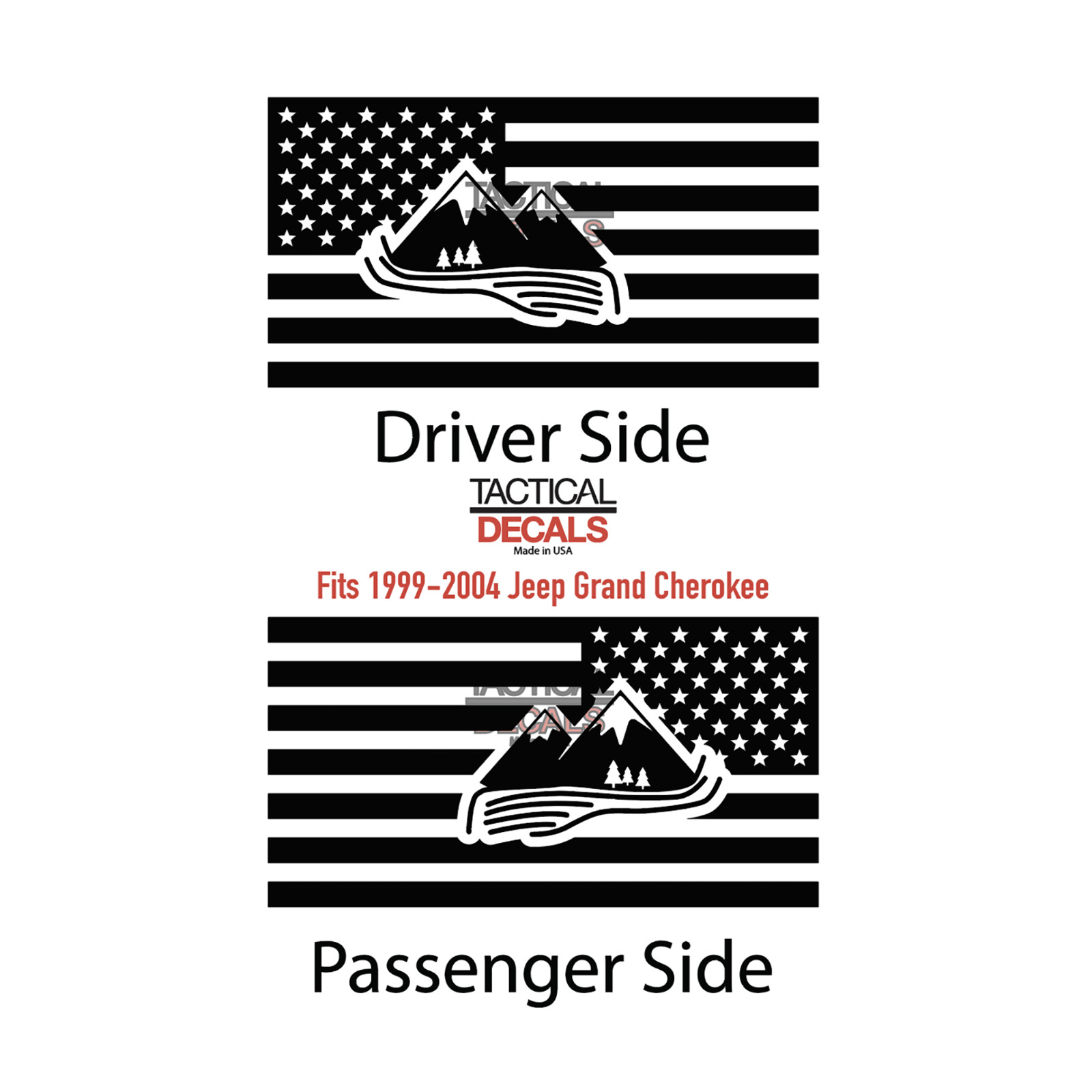 USA Flag Running river design Decals for 1999-2004 Jeep Grand Cherokee WJ1-CX5