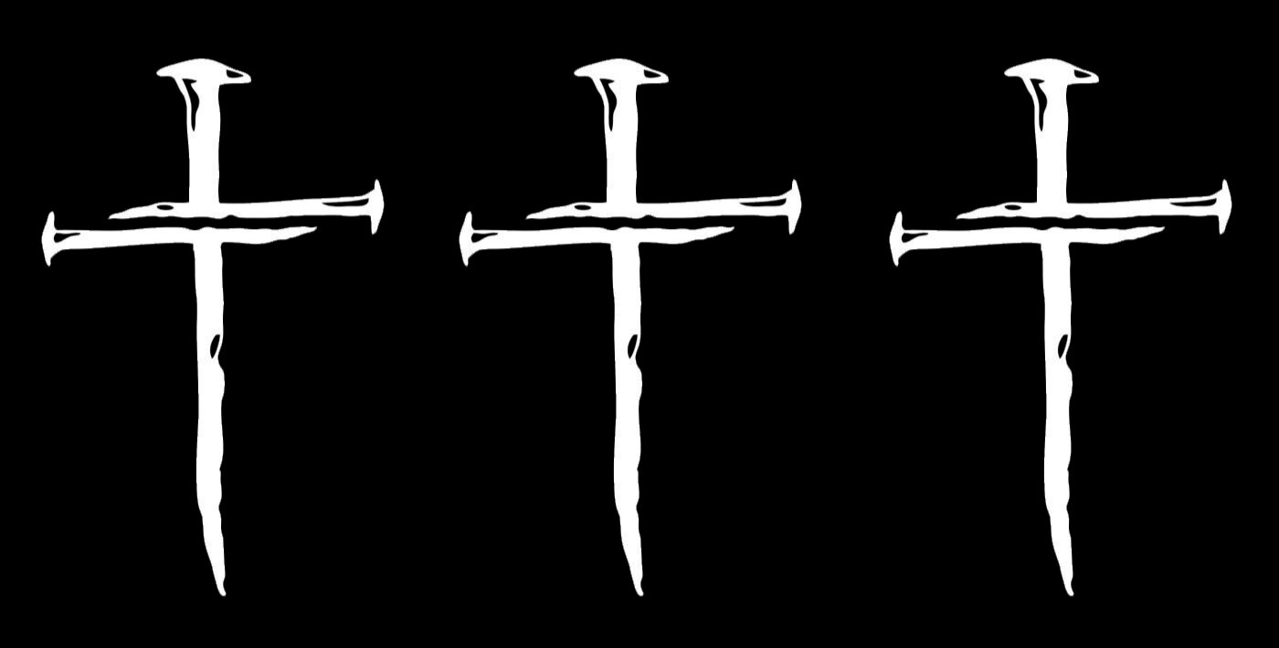 Cross of Nails 3 White Vinyl Decals Car Truck Window Laptop Tablet Tumbler