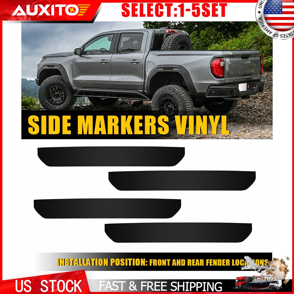 For 2023 2024 25 GMC Canyon Fender Marker Light Cover Black Vinyl Overlay 4-20X