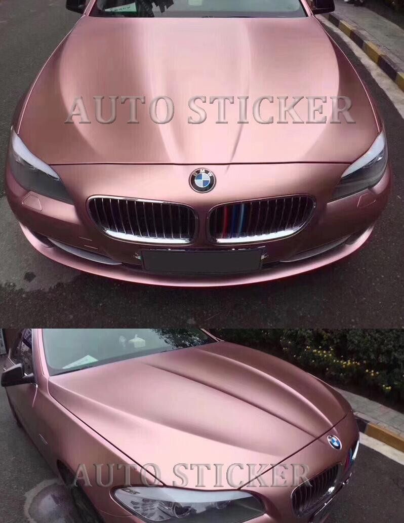 65FT x 5FT Roll Metallic Satin Matte Pearl Chrome Vinyl Wrap Car Film Rose Gold