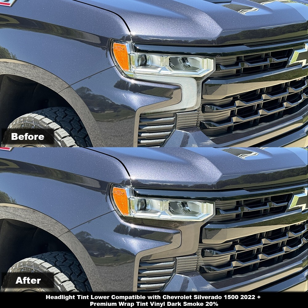 Crux Moto Headlight Tint Lower Overlay Dark Smoke 20% for Silverado 1500 22+