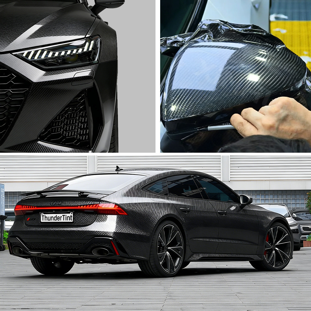 Premium Forged Carbon Fiber Vinyl Film Wrap Gloss Satin Matte Black Sticker Deca