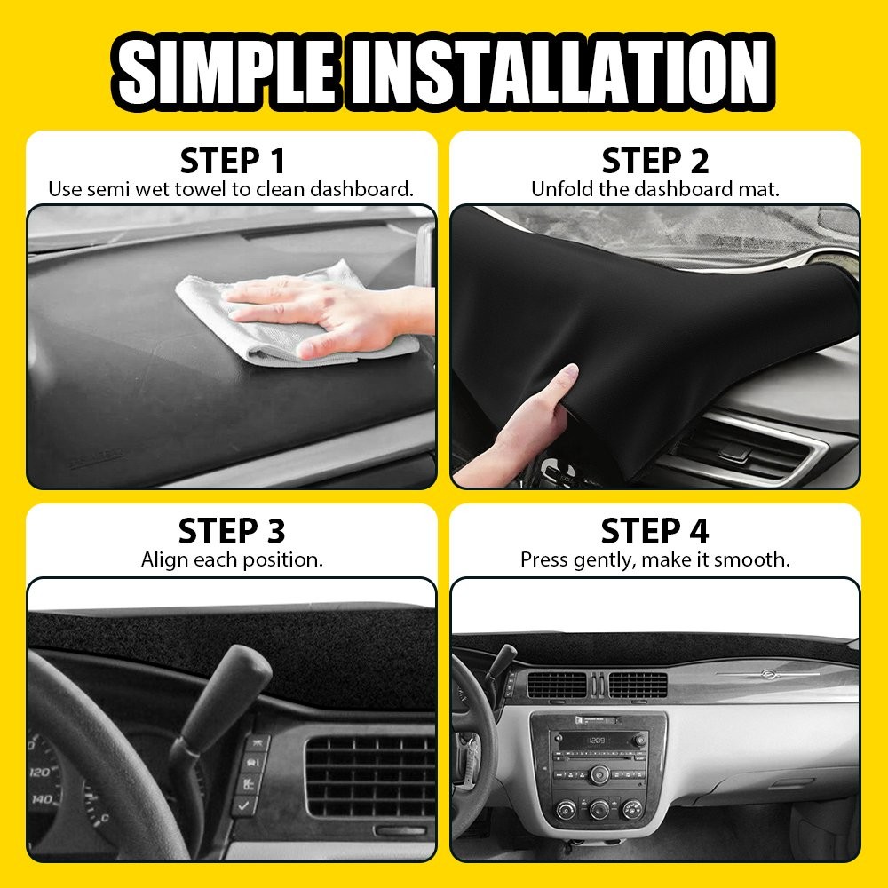 Black Dashboard Dash Cover Mat for Chevrolet Impala 2006 2007 2008 09 – 13 1-5X