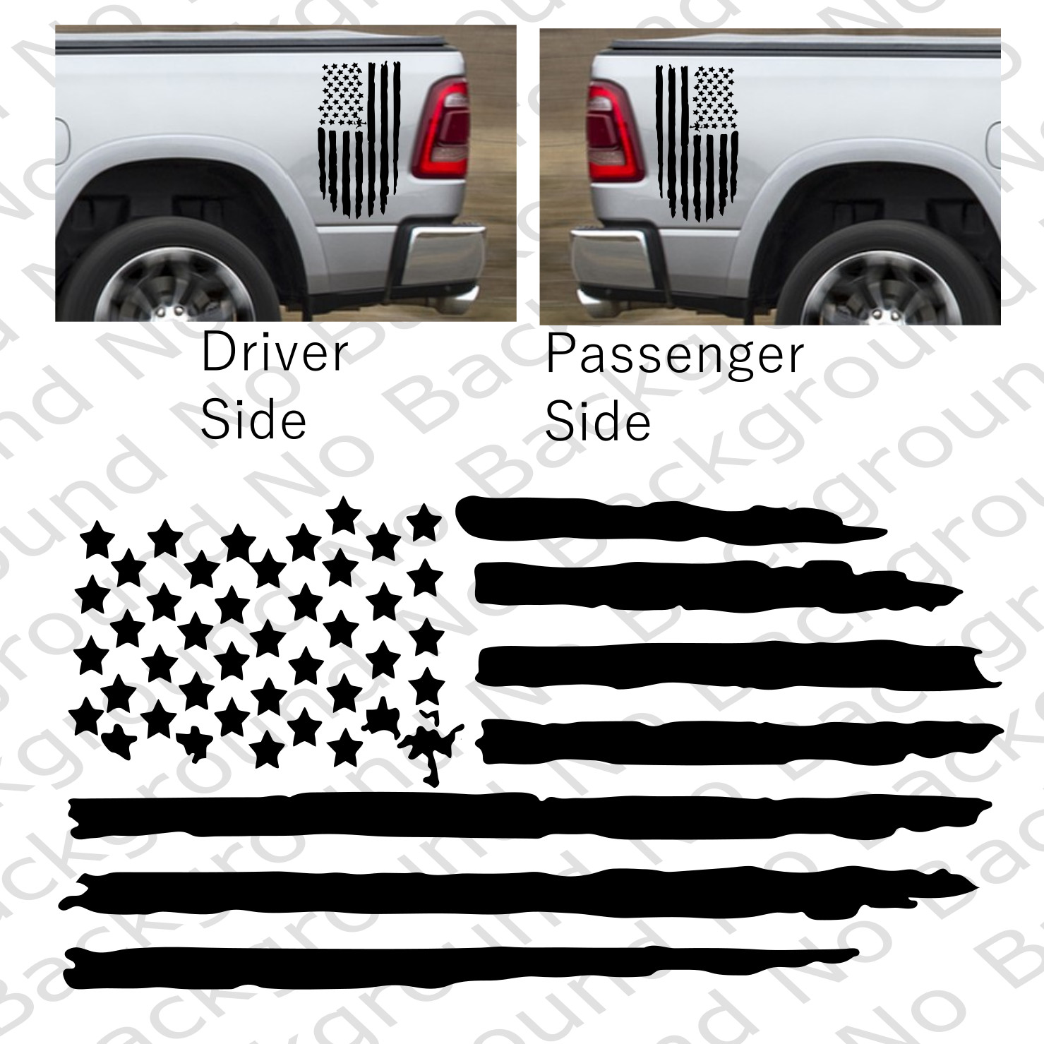 Vertical Distressed USA Flag Vinyl Decal for Truck Bed Side Veteran Retired US51