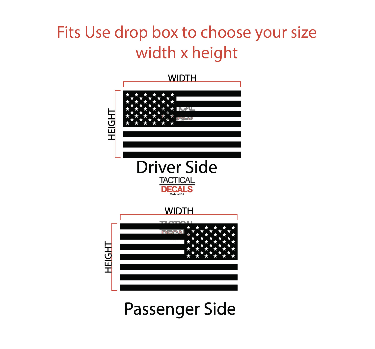 USA Flag Decal – Universal size – Pick your size – Custom