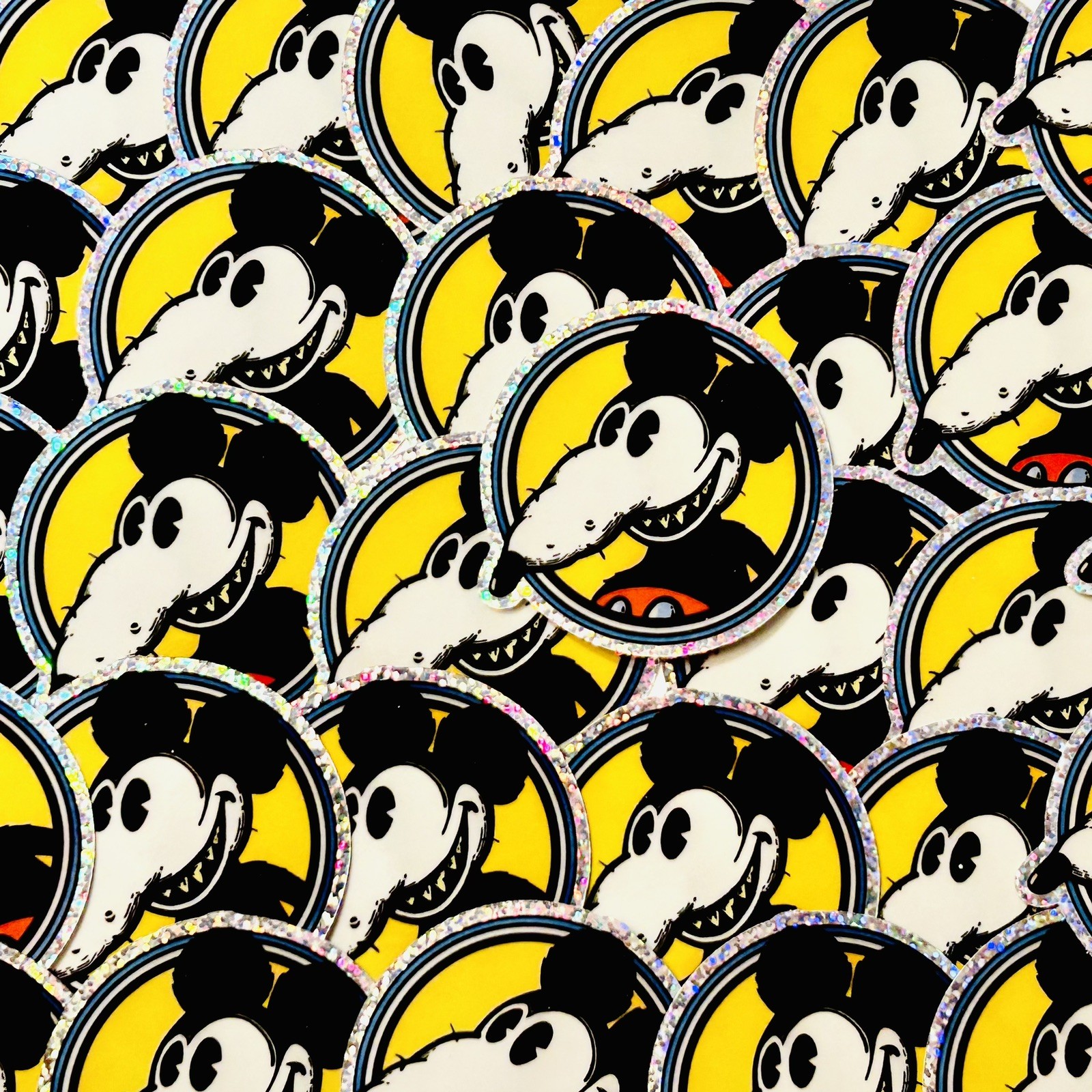 THREE (3) MICKEY RAT PRISM GLITTER STICKERS UNDERGROUND DISNEY AIR PIRATES